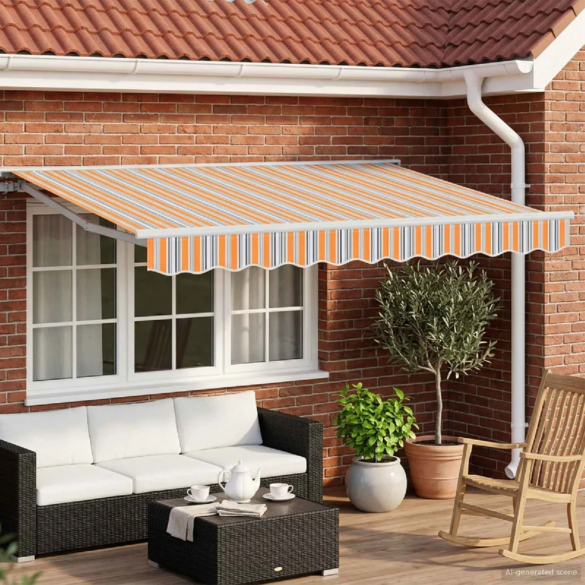 vidaXL Auvent rétractable électrique Orange, Gris, Bleu, Blanc