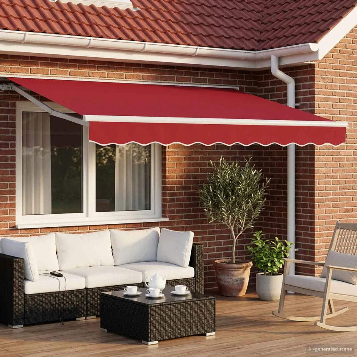 vidaXL Auvent rétractable électrique Rouge 3,5 x 2,5 m