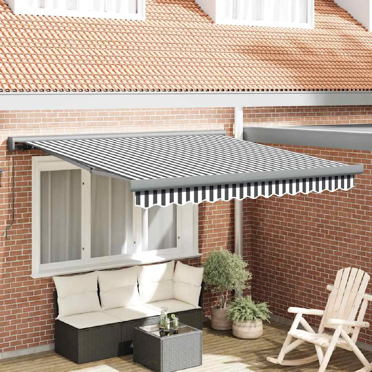 vidaXL Auvent rétractable 3x2 5 tissu et aluminium auvent auvent de porte auvent de jardin store 3216128 - vue 3