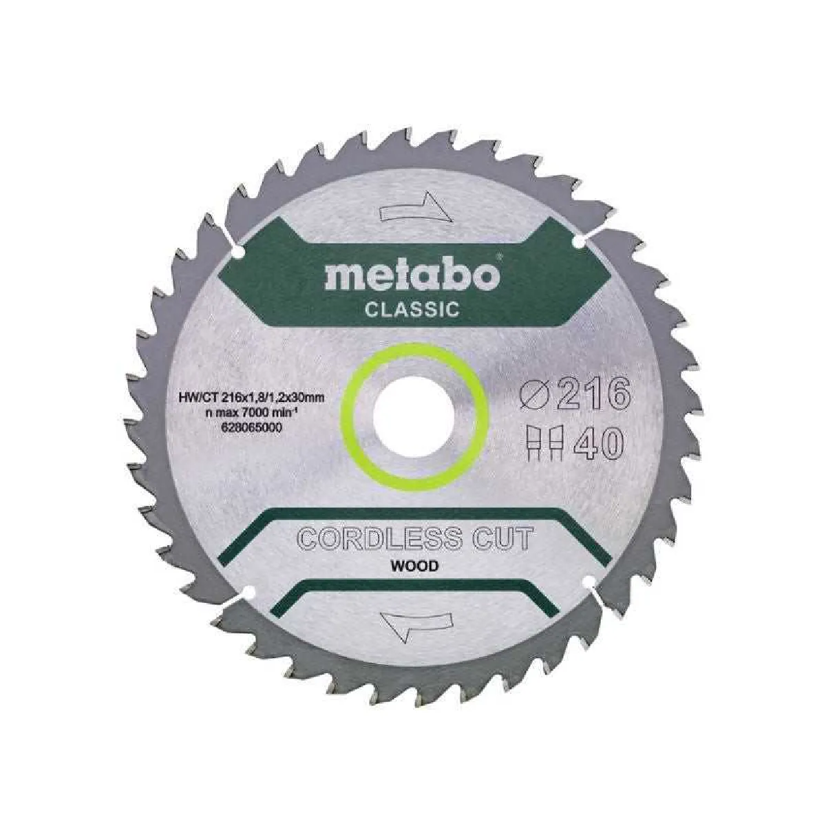 METABO  Classic Cordless Cut Wood - 216 x 30 mm - 40T