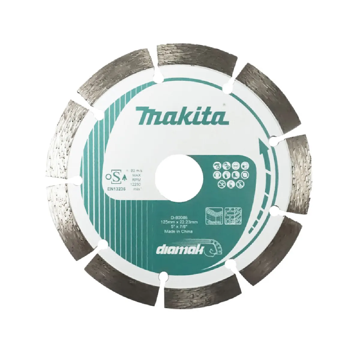 Makita D 80086 Disque à tronçonner diamanté Diamètre 125 mm Ø de perçage 22.23 mm Béton Tuile Brique silico calcaire