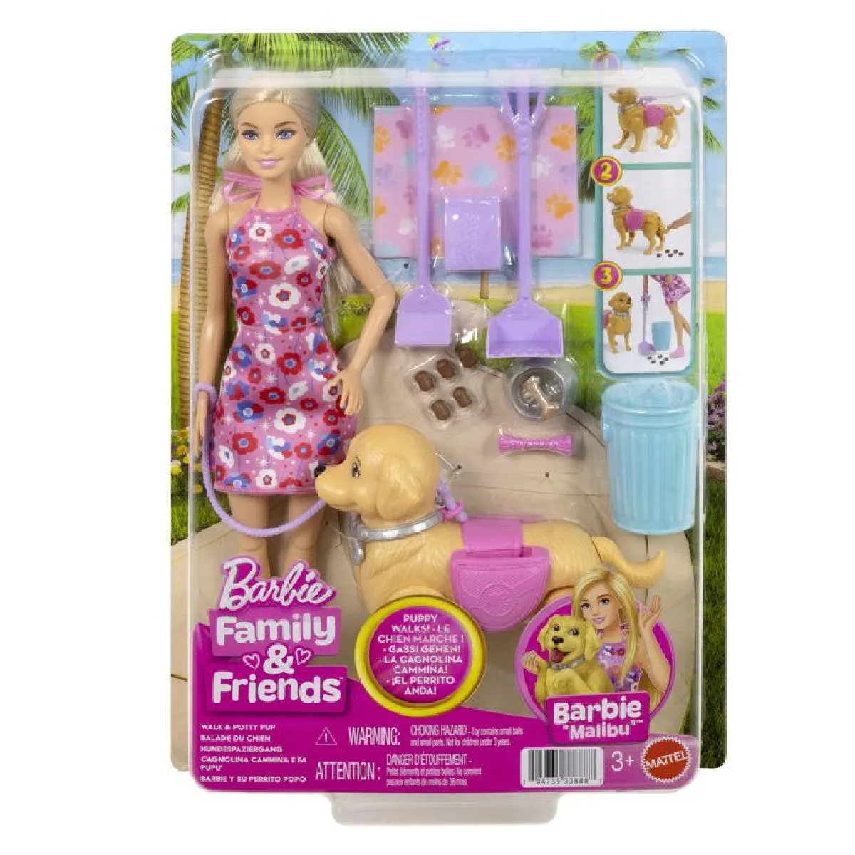 Mattel poupée Barbie Malibu chiot qui marche
