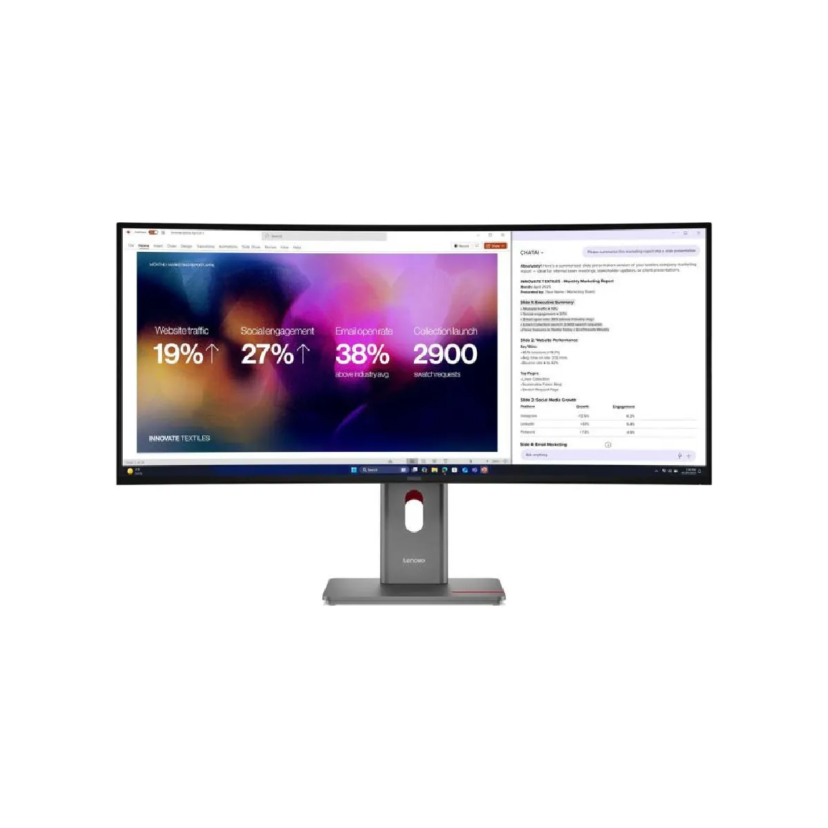 Lenovo ThinkVision P40WD 40 Écran LED incurvé 40 39.7 visualisable 5120 x 2160 5K @ 120 Hz IPS 400 cdm² 2000:1 HDR10 4 ms Thunderbolt 4 HDMI DisplayPort haut parleurs... - vue 3