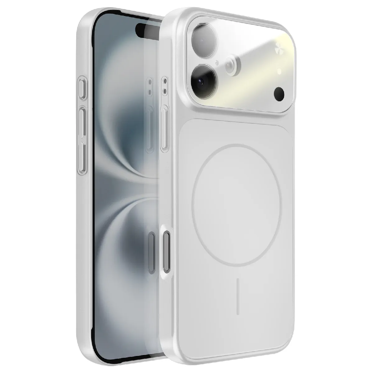 Avizar - Coque MagSafe pour iPhone 16 - Rigide - Argent - Image 2