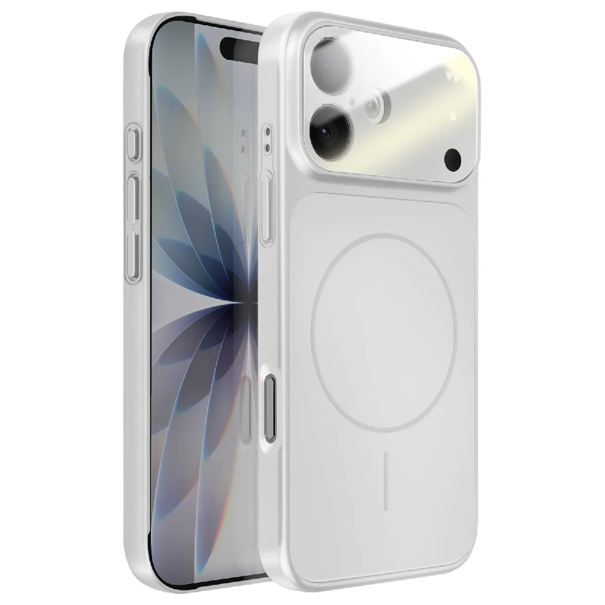 Avizar Argent Coque Magsafe Pour Iphone 17 Rigide Avec Verre Protection Caméra