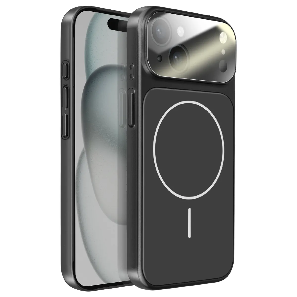 Avizar - Coque MagSafe pour iPhone 15 - Rigide - Noir - Image 2