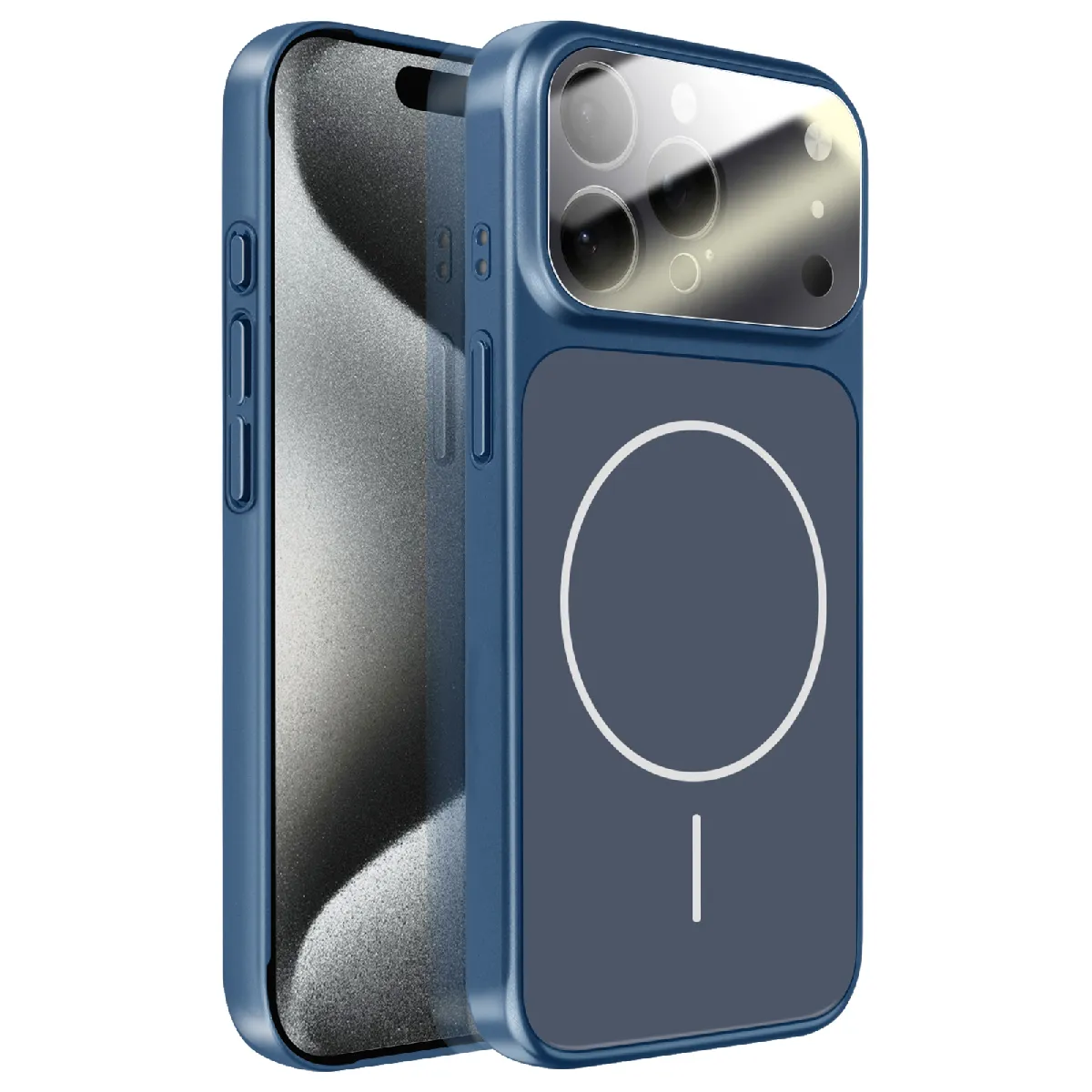 Avizar - Coque MagSafe pour iPhone 15 Pro Max - Protection Caméra - Bleu - Image 2