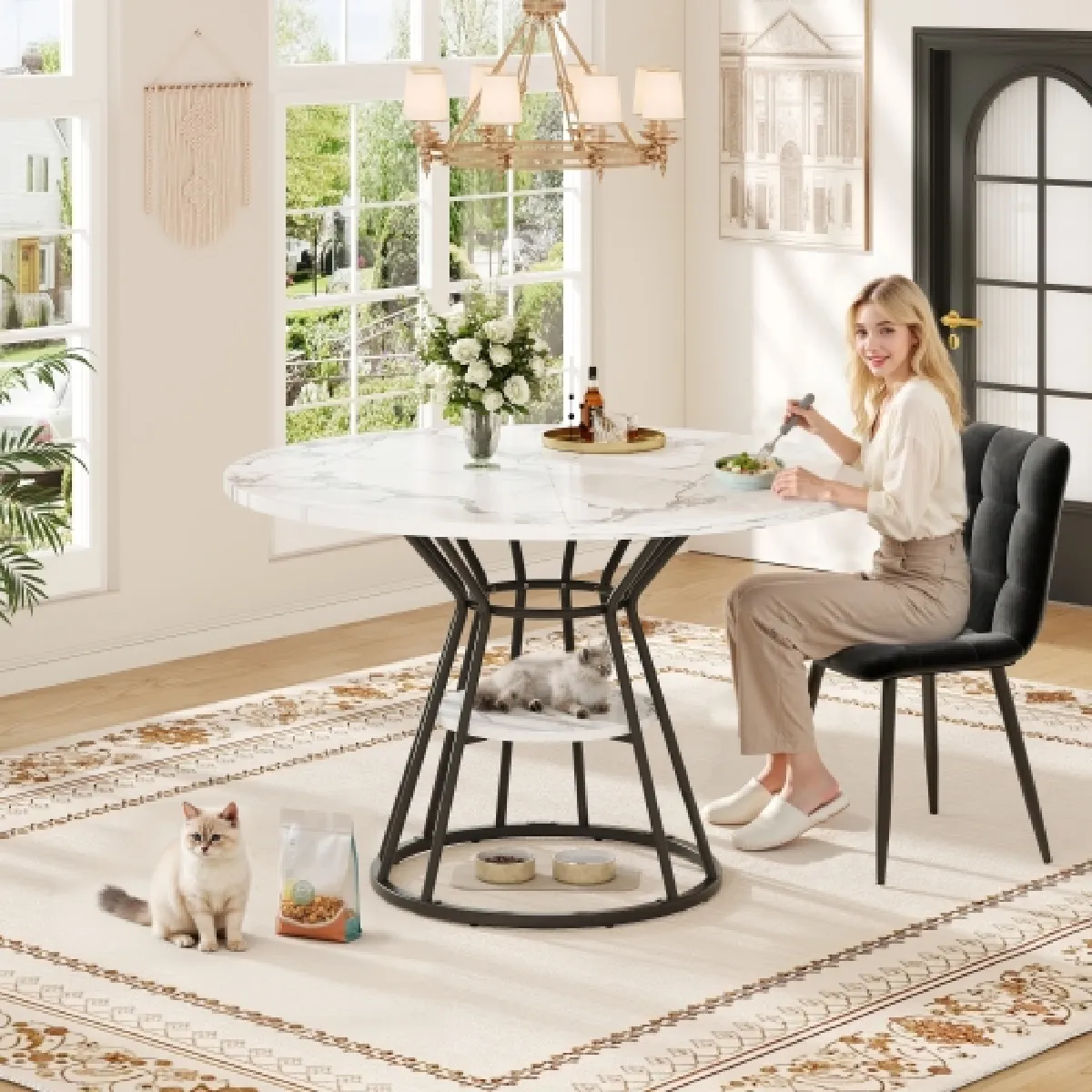 Table à Manger table De Cuisine petit déjeuner pieds En Métal motif Et Doré - vue 2