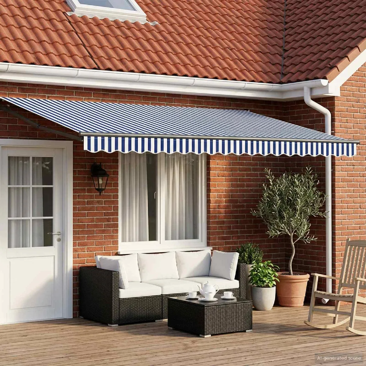 vidaXL Auvent rétractable électrique Bleu, Blanc, Anthracite 4 × 3 m