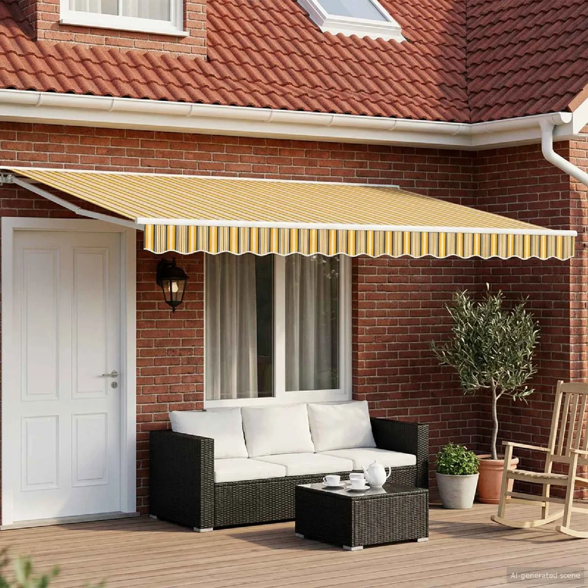 vidaXL Auvent rétractable électrique Jaune et 4 × 3 Jardin et terrasse Store électrique moderne3421581 - vue 6