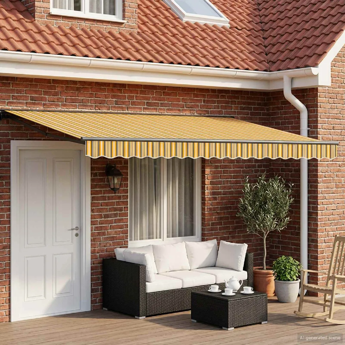 vidaXL Auvent rétractable électrique Jaune et 4 × 3 Jardin et terrasse Store électrique moderne3421581 - vue 8