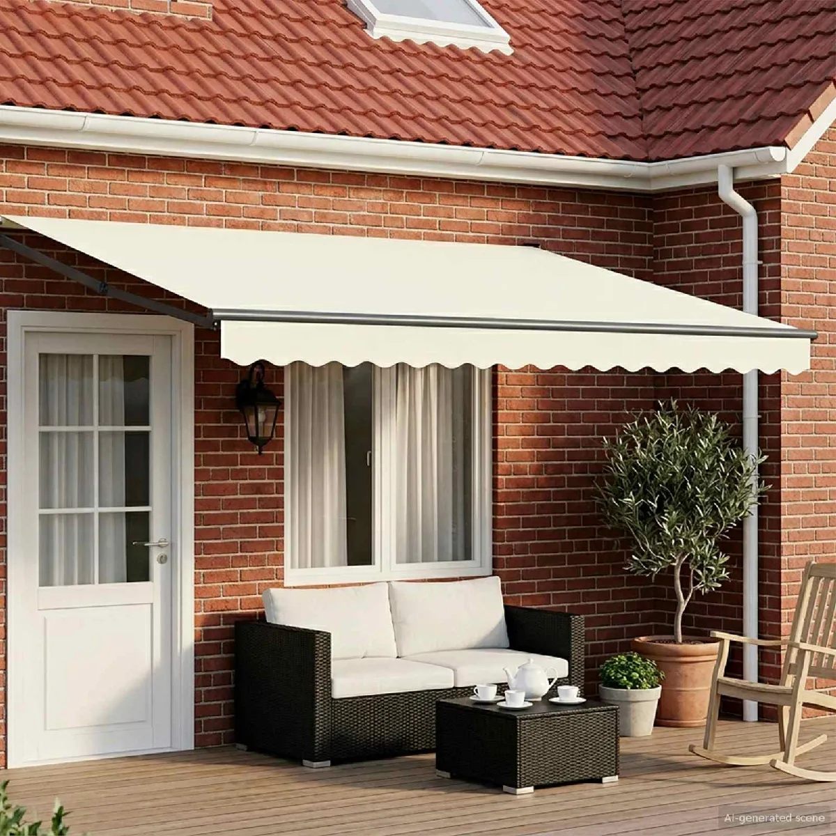 vidaXL Auvent rétractable électrique Crème 4 5 × 3 - vue 3