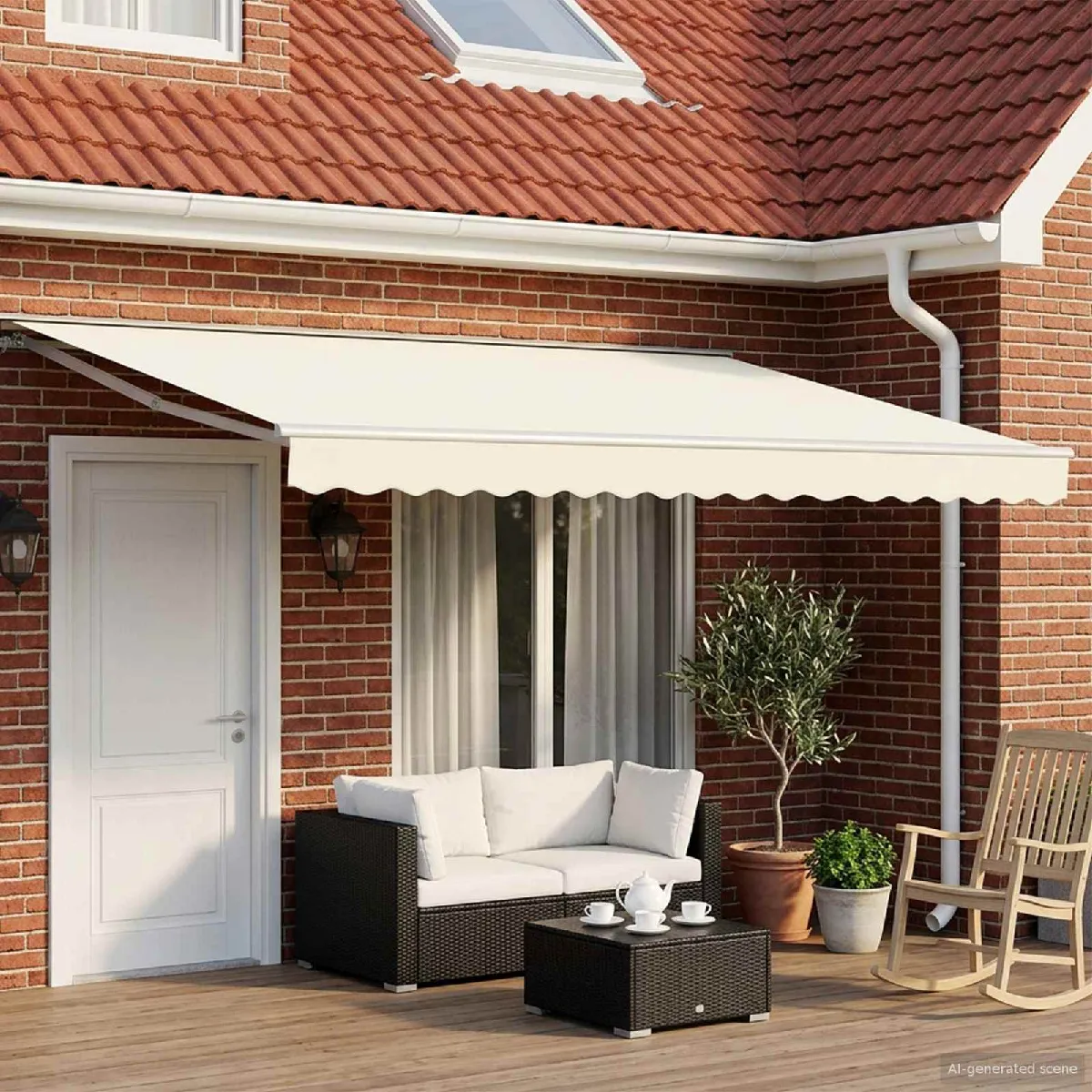 vidaXL Auvent rétractable électrique Crème 4 5 × 3 5 - vue 3