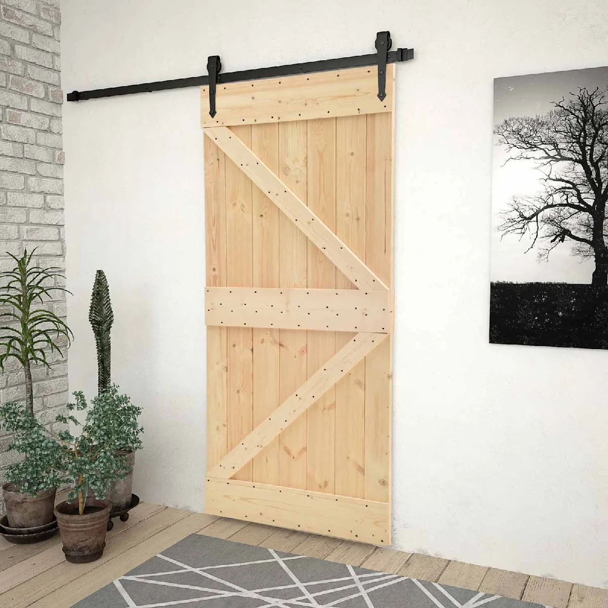 vidaXL Porte NARVIK Naturel 100 x 210 cm Bois de pin massif - vue 4