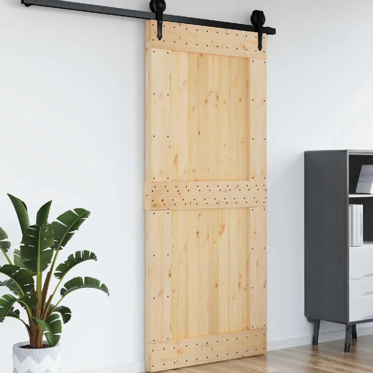 vidaXL Porte NARVIK Naturel 100 x 210 cm Bois de pin massif - vue 3