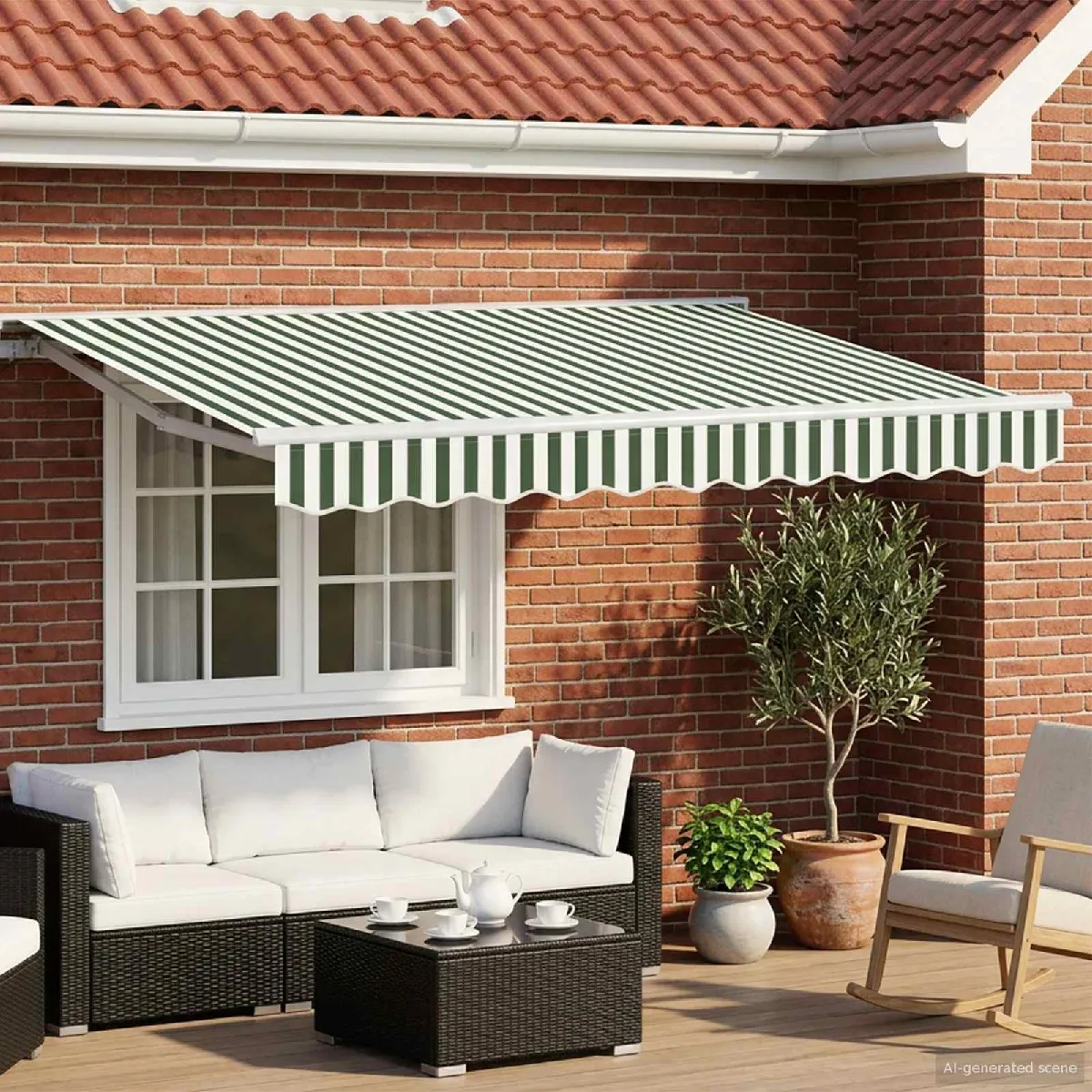 vidaXL Auvent rétractable électrique Vert et blanc 3,5 x 2,5 m