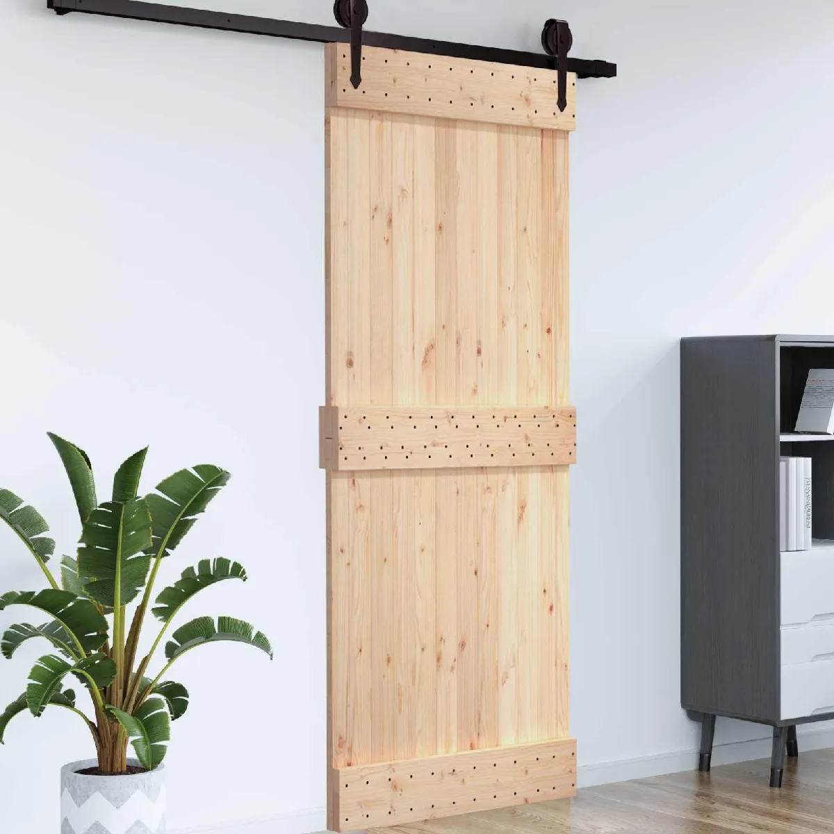 vidaXL Porte NARVIK Naturel 100 x 210 cm Bois de pin massif - vue 2