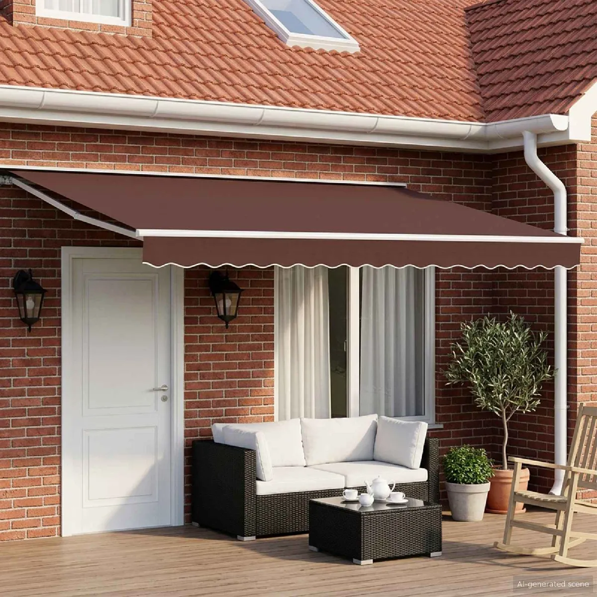 vidaXL Auvent rétractable manuel Marron 4 × 3 m