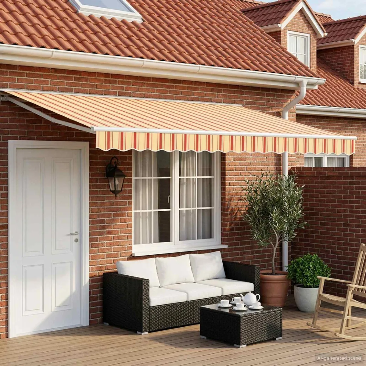 vidaXL Cadre de store manuel avec LEDs Jaune, Orange et Blanc 4 × 3 m