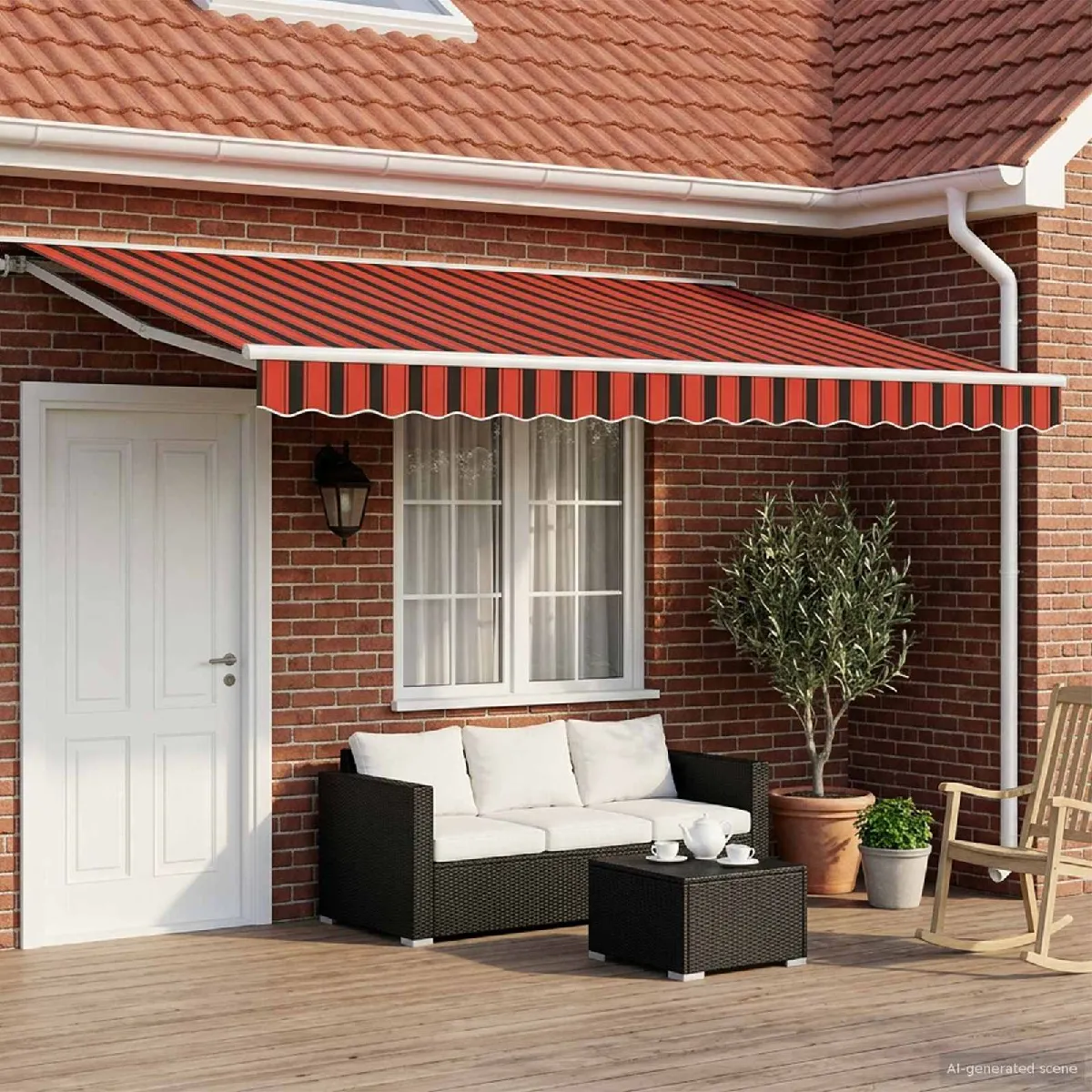 vidaXL Auvent rétractable électrique Orange, Noir et Blanc 5 × 3,5 m