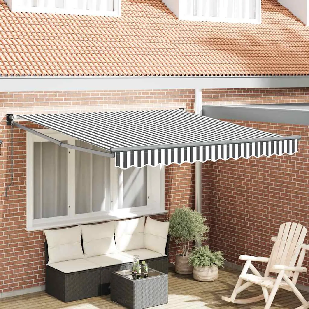vidaXL Auvent rétractable anthracite/blanc 3x2,5 m tissu et aluminium