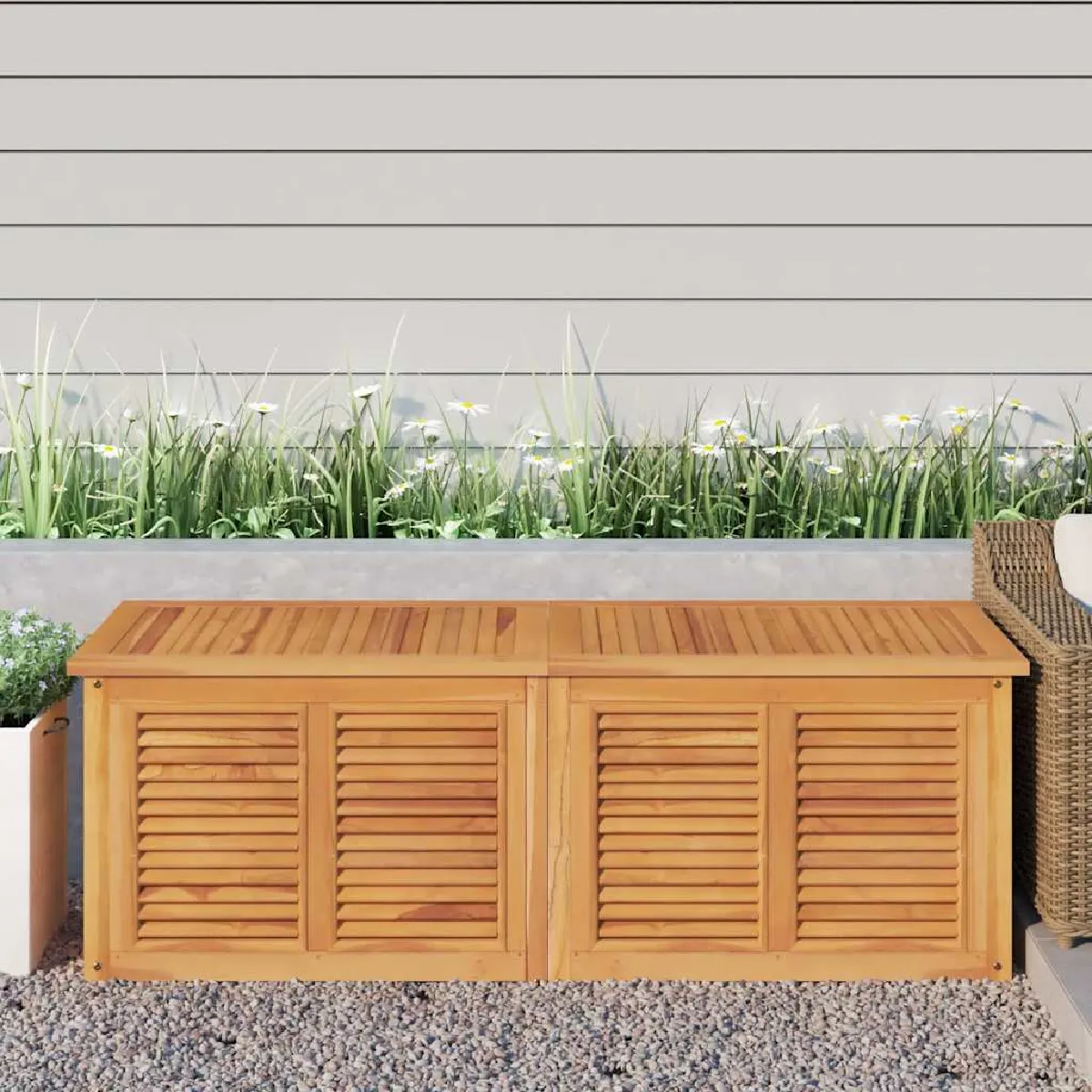 vidaXL Boîte de rangement 150 x 50 cm Teck - vue 2