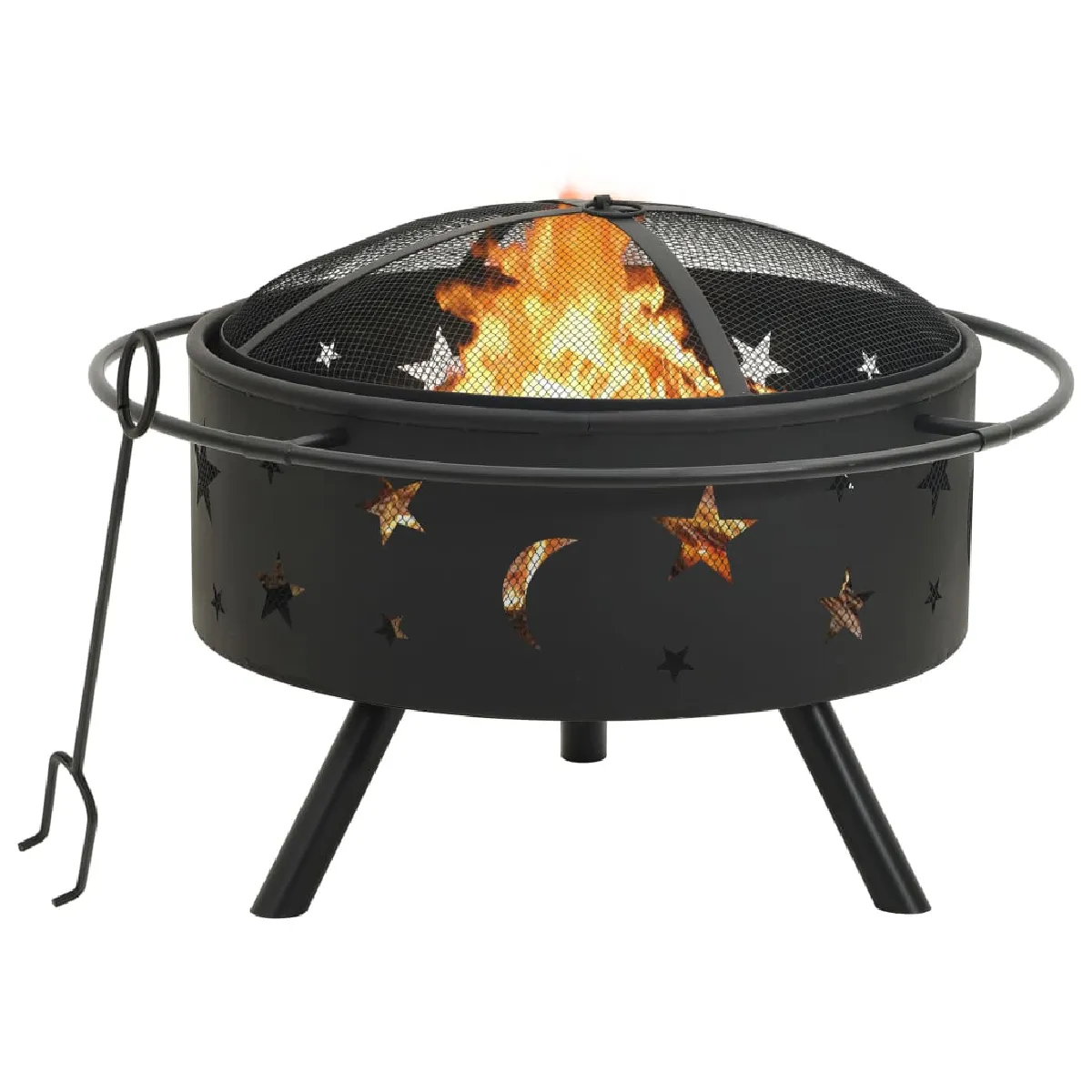 vidaXL Foyer avec tisonnier 76 cm Acier