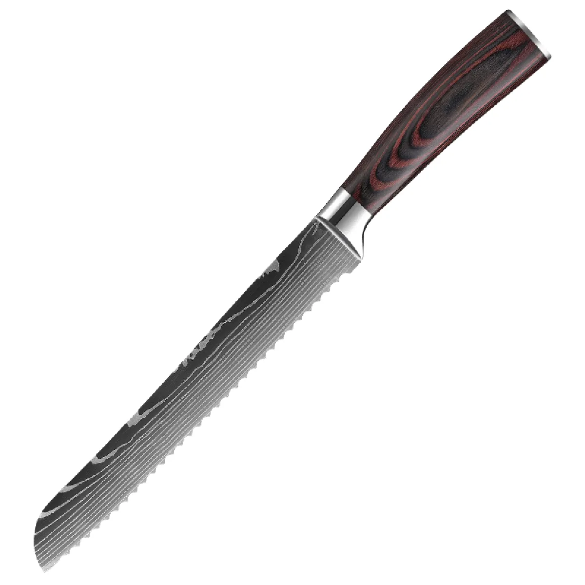 Couteau pain pro VURAHOME acier inox 4Cr13 manche bois - 33 cm