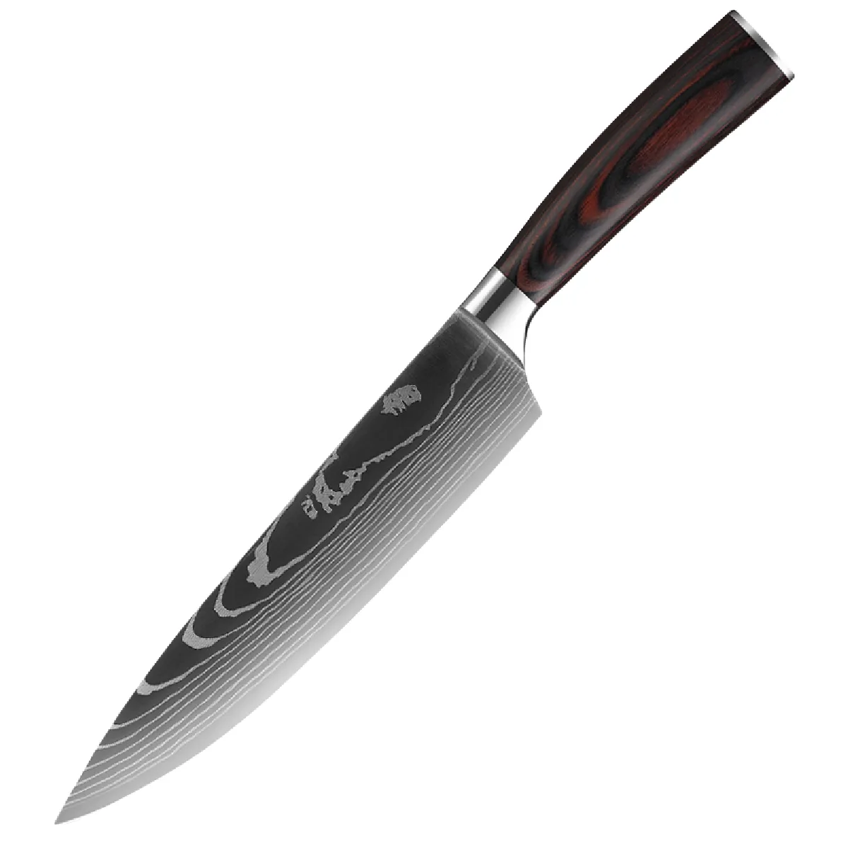 Couteau chef VURAHOME 4Cr13 acier inox pro manche bois - 29 cm