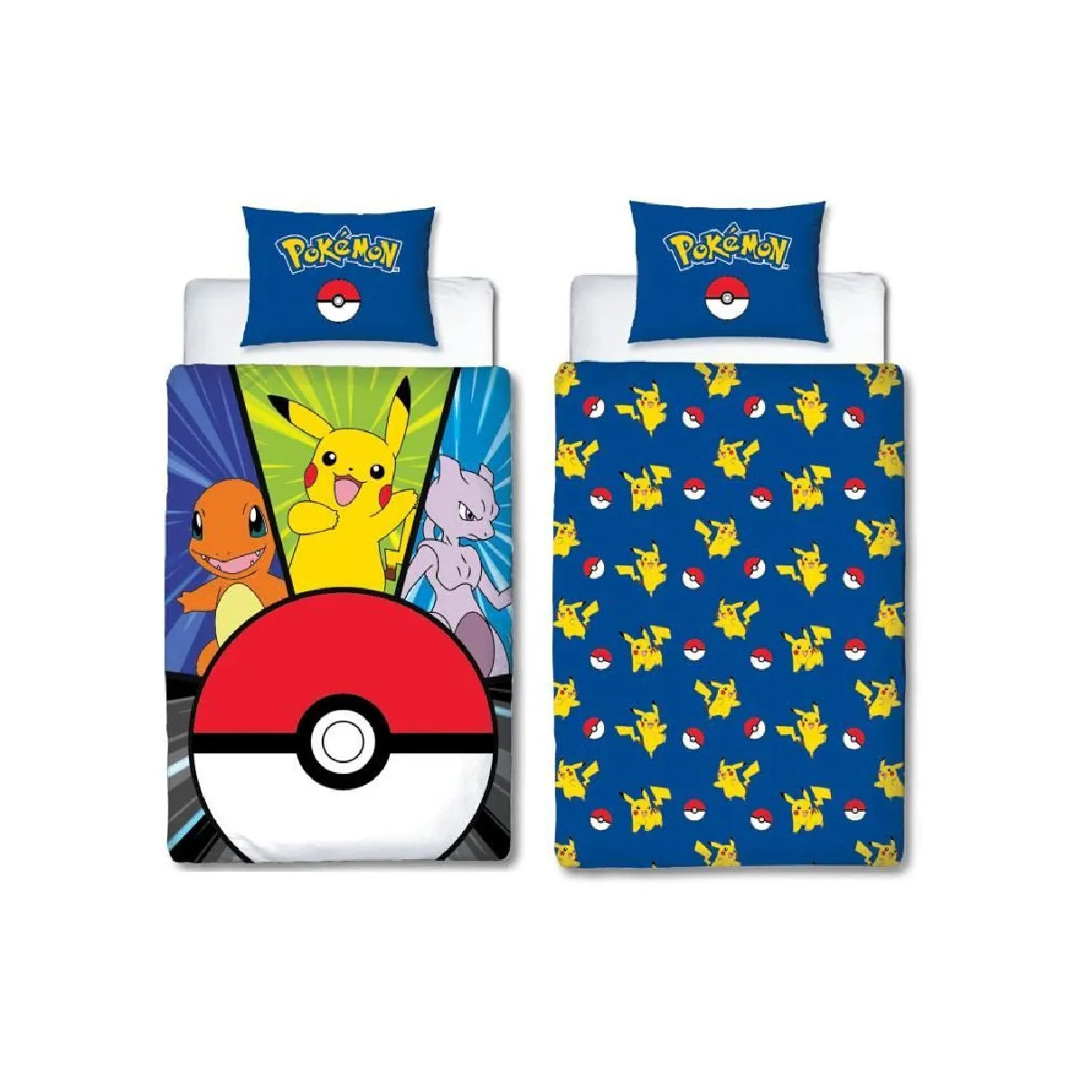 Parure de lit réversible POKEMON Pikachu Microfibre 1 housse de couette 140 x 200 cm + 1 taie 63 x 63 cm - vue 8