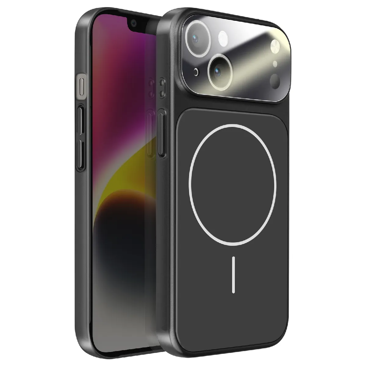 Avizar Noir Coque Pour Iphone 14 Compatible Magsafe Finition Ag Glass Mate - Image 2