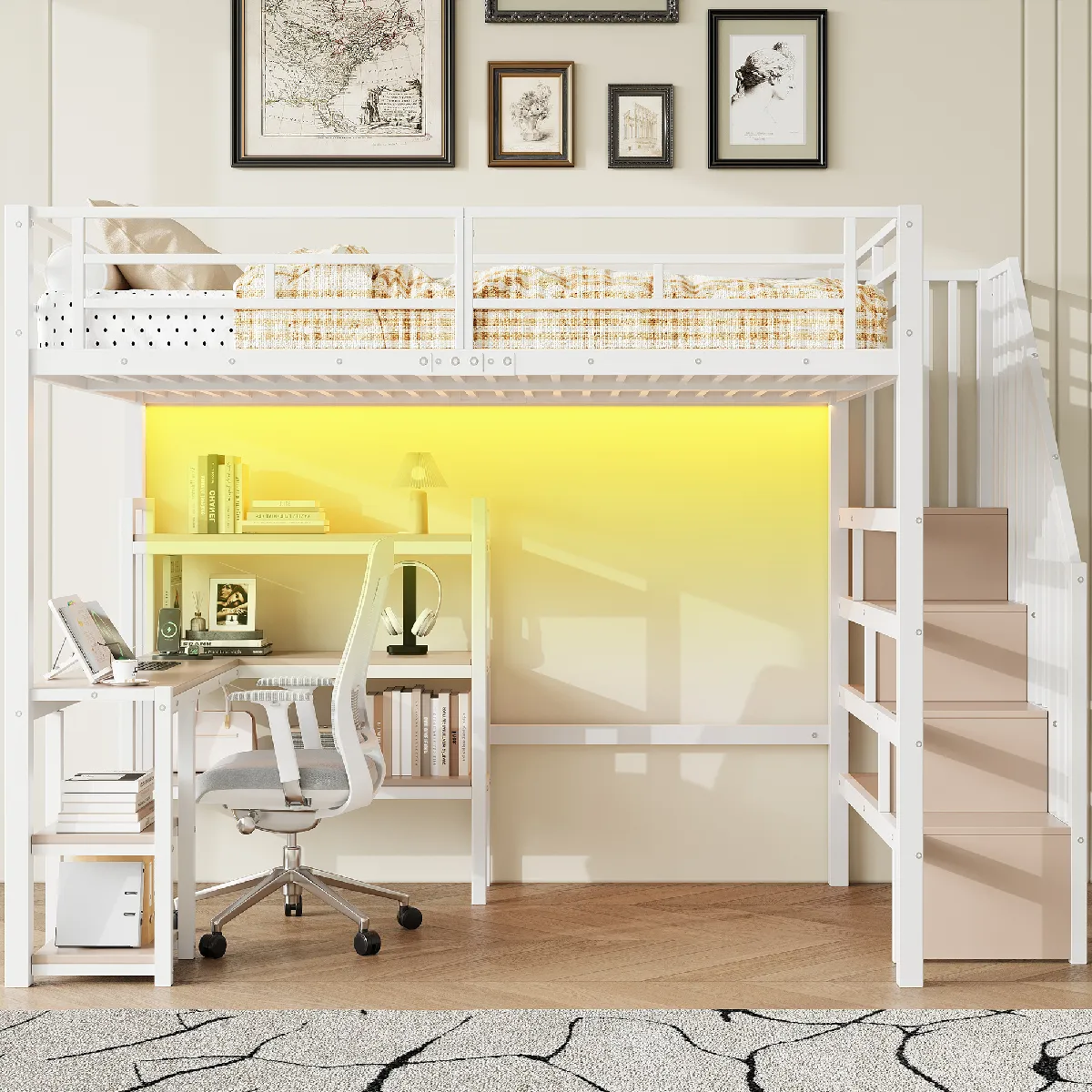 Lit mezzanine 140x200cm métal