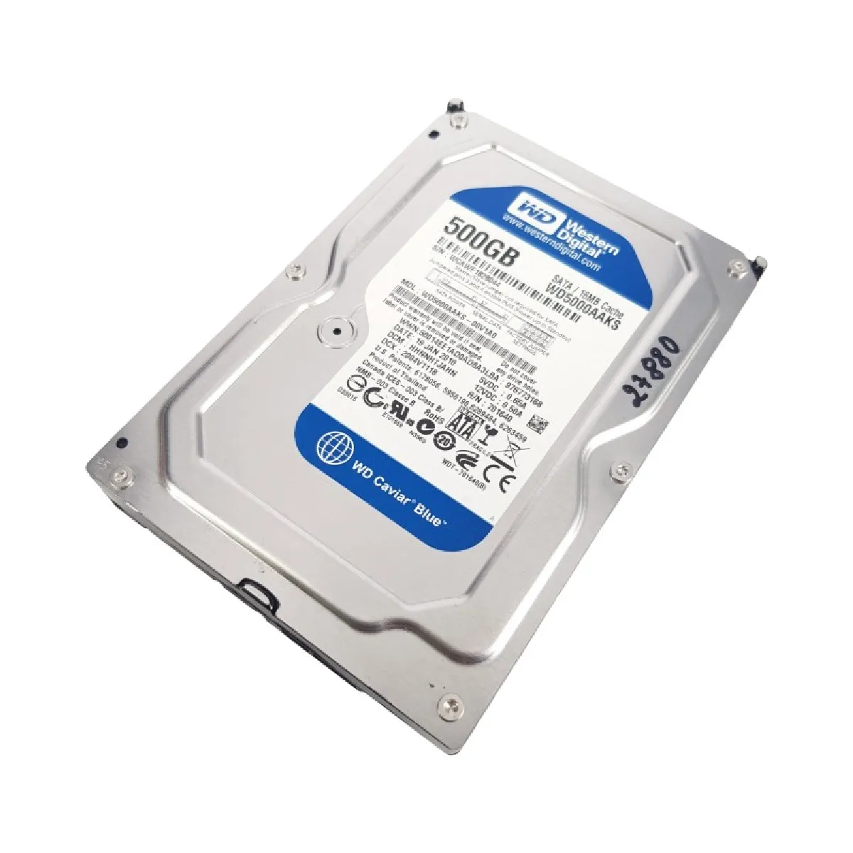 Disque Dur 500Go SATA 3.5 Western Digital Caviar WD5000AAKS 00V1A0 7200rpm 16Mo - vue 1