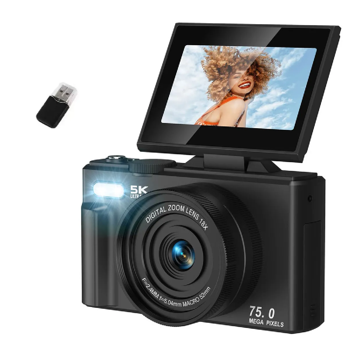 Vurahome Noir Appareil Photo Numérique Compact
