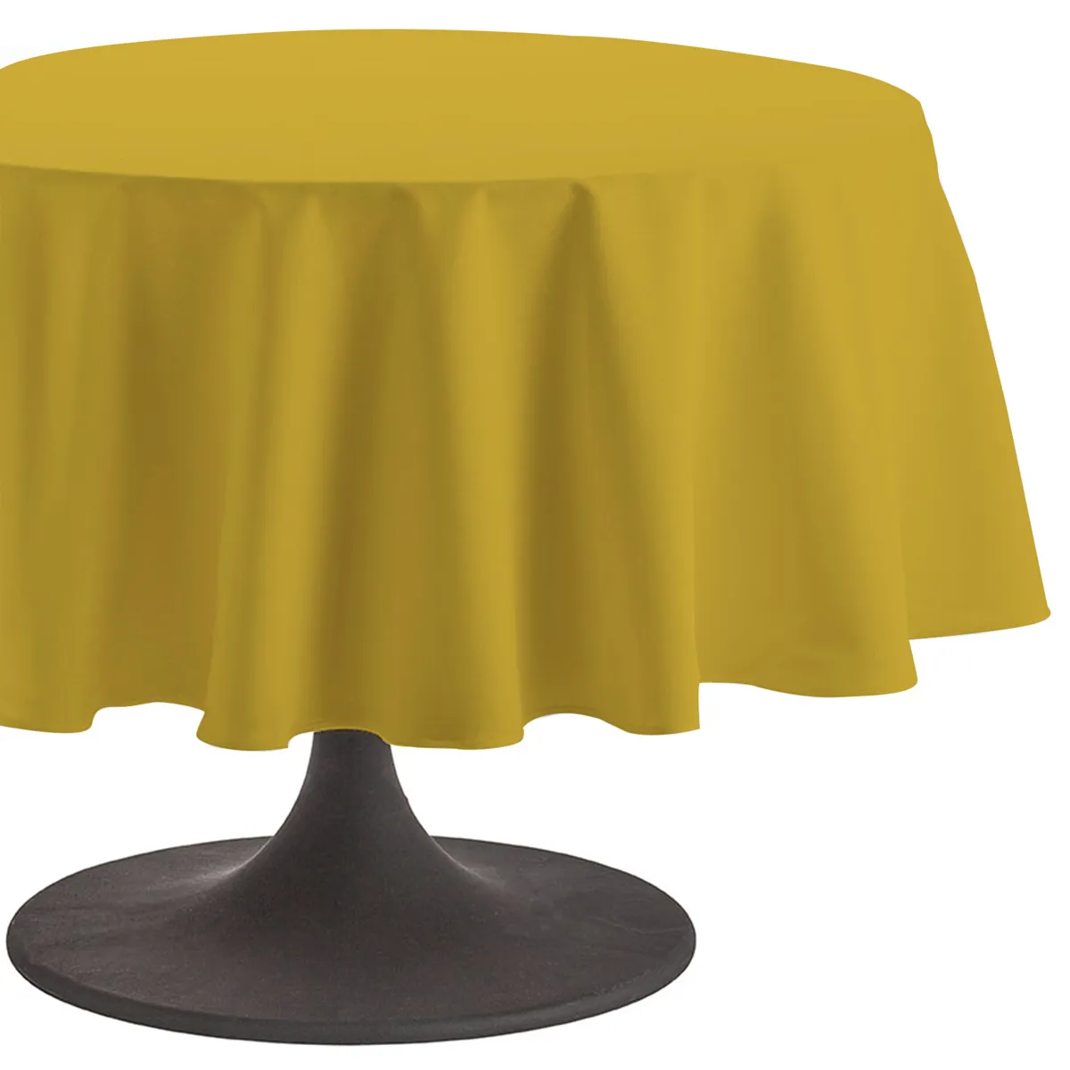 Coucke Nappe ronde unie, Coton, Curry, 180x180 cm