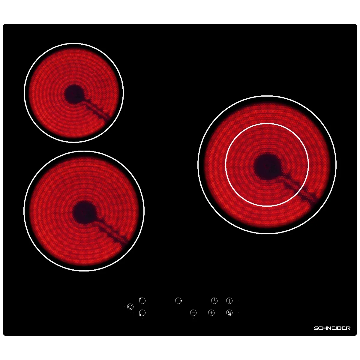 Table Vitrocéramique Schneider SCTV603S – 3 Feux, Sécurité Renforcée - vue 4