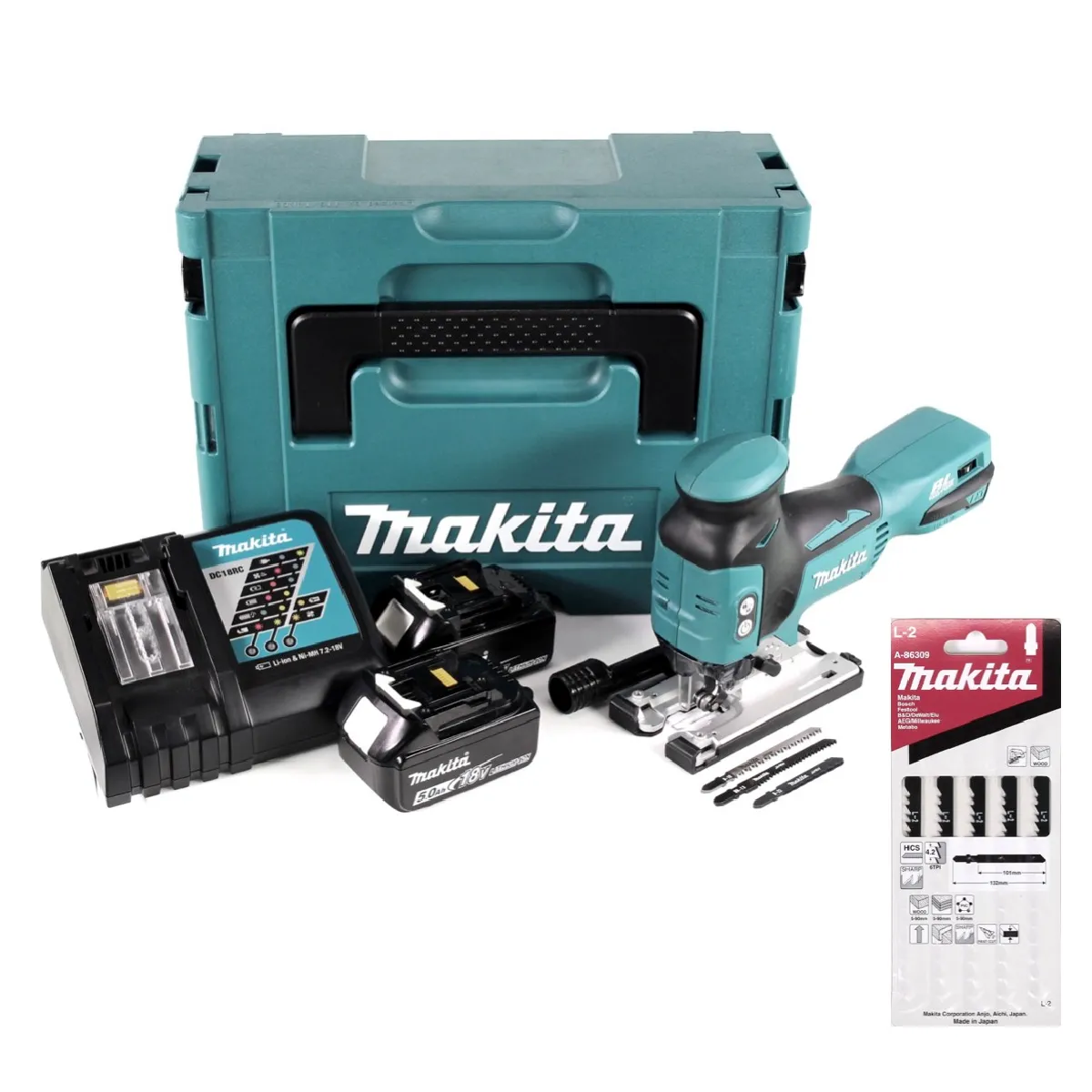 Makita DJV 181 RTJ Scie sauteuse sans fil 18V + 2x 5 0 Ah + Chargeur + Coffret