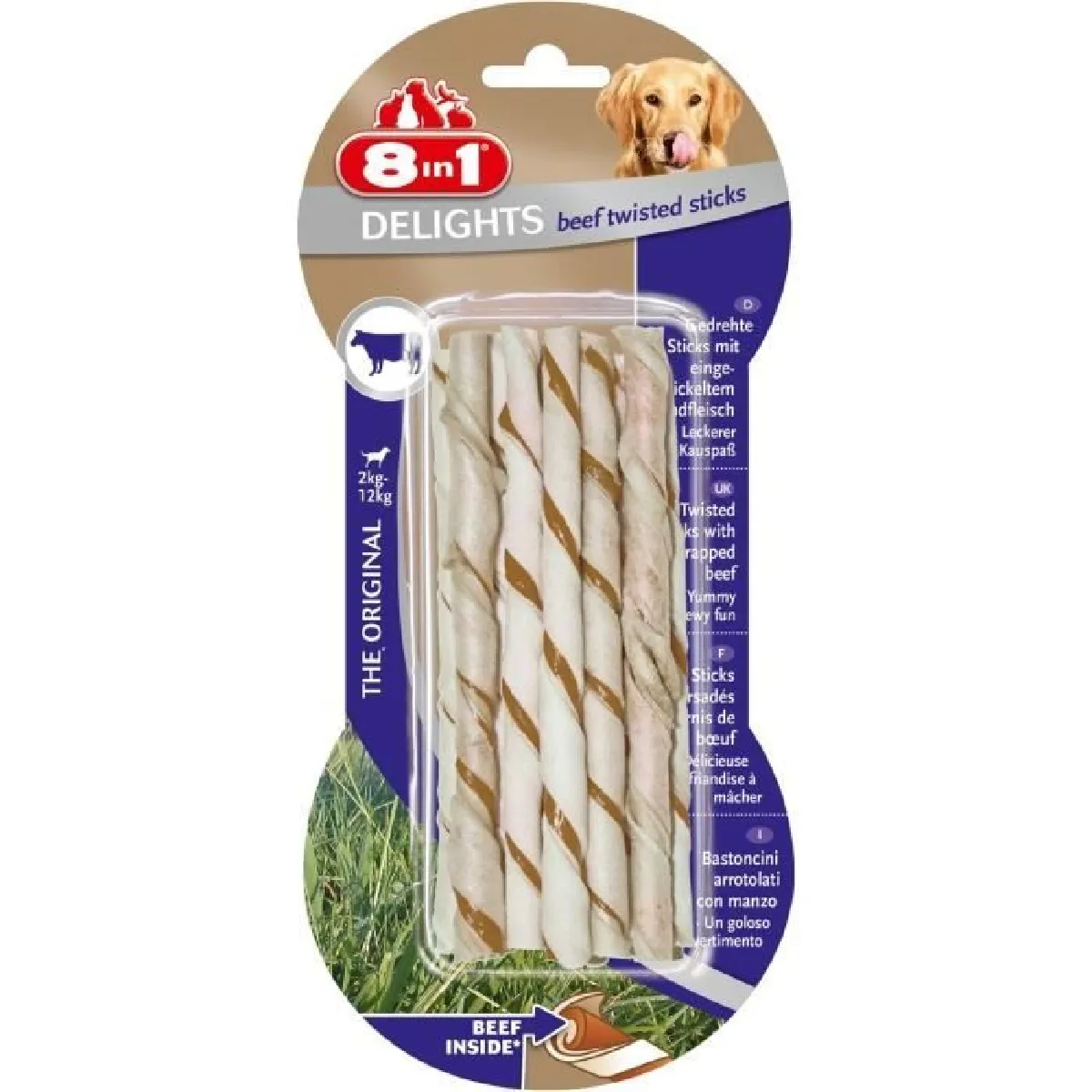 8in1 Delights Twisted B?uf 10 Bâtonnets pour Chien