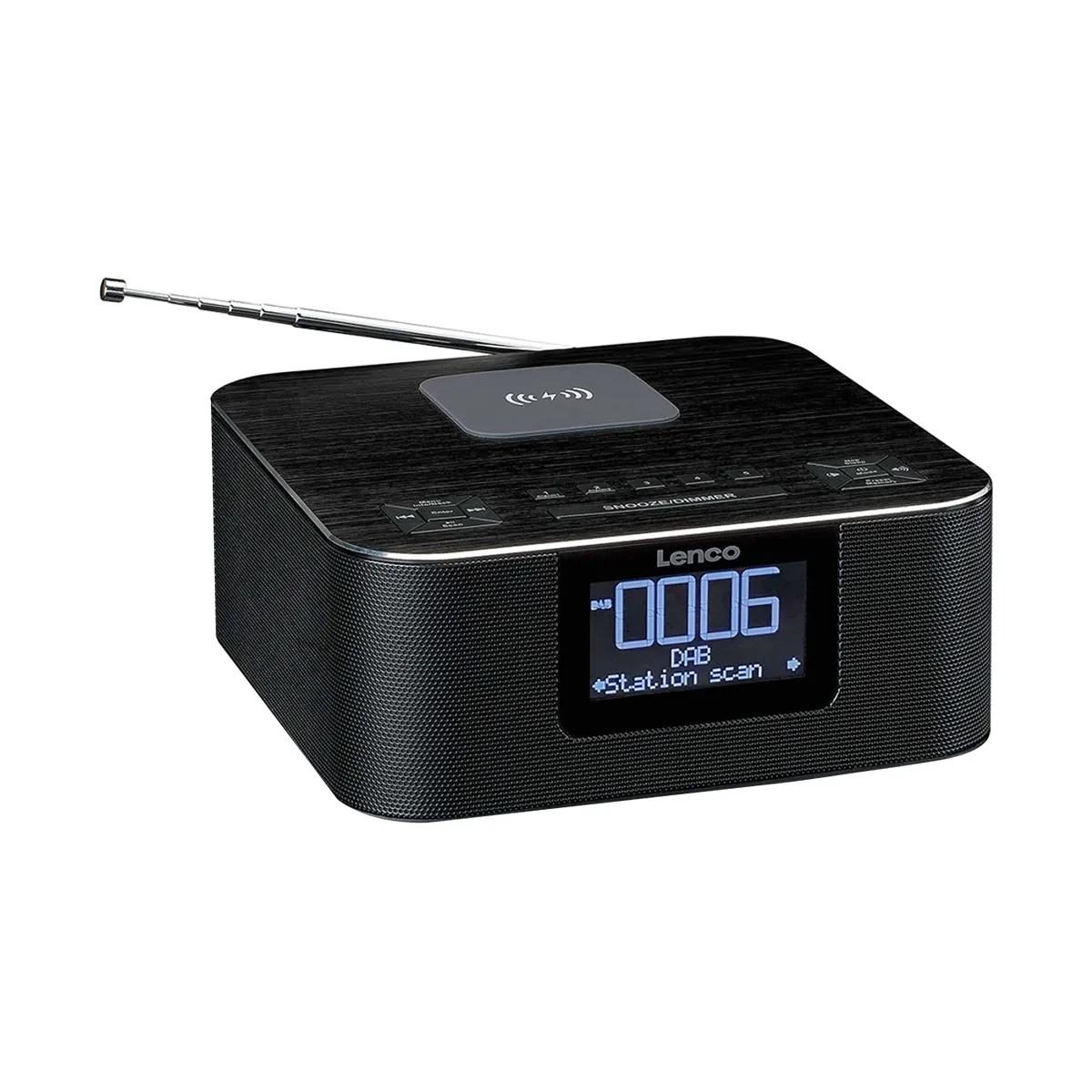 LENCO  Radio-r&eacute;veil DAB+ FM St&eacute;r&eacute;o avec Charge Sans Fil Bluetooth Noir