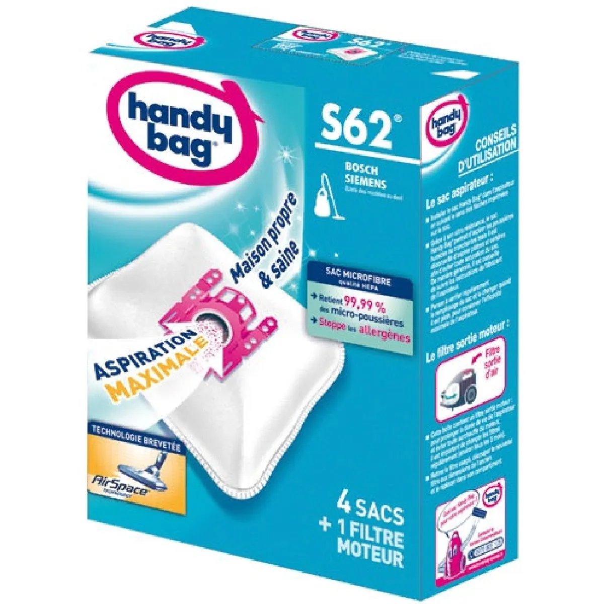 Handy Bag Sac Aspirateur Non Tissé X4 Bosch S62