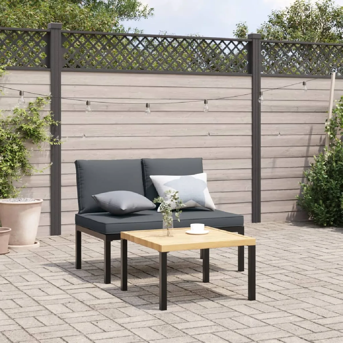vidaXL Banc de jardin avec coussins aluminium - vue 3