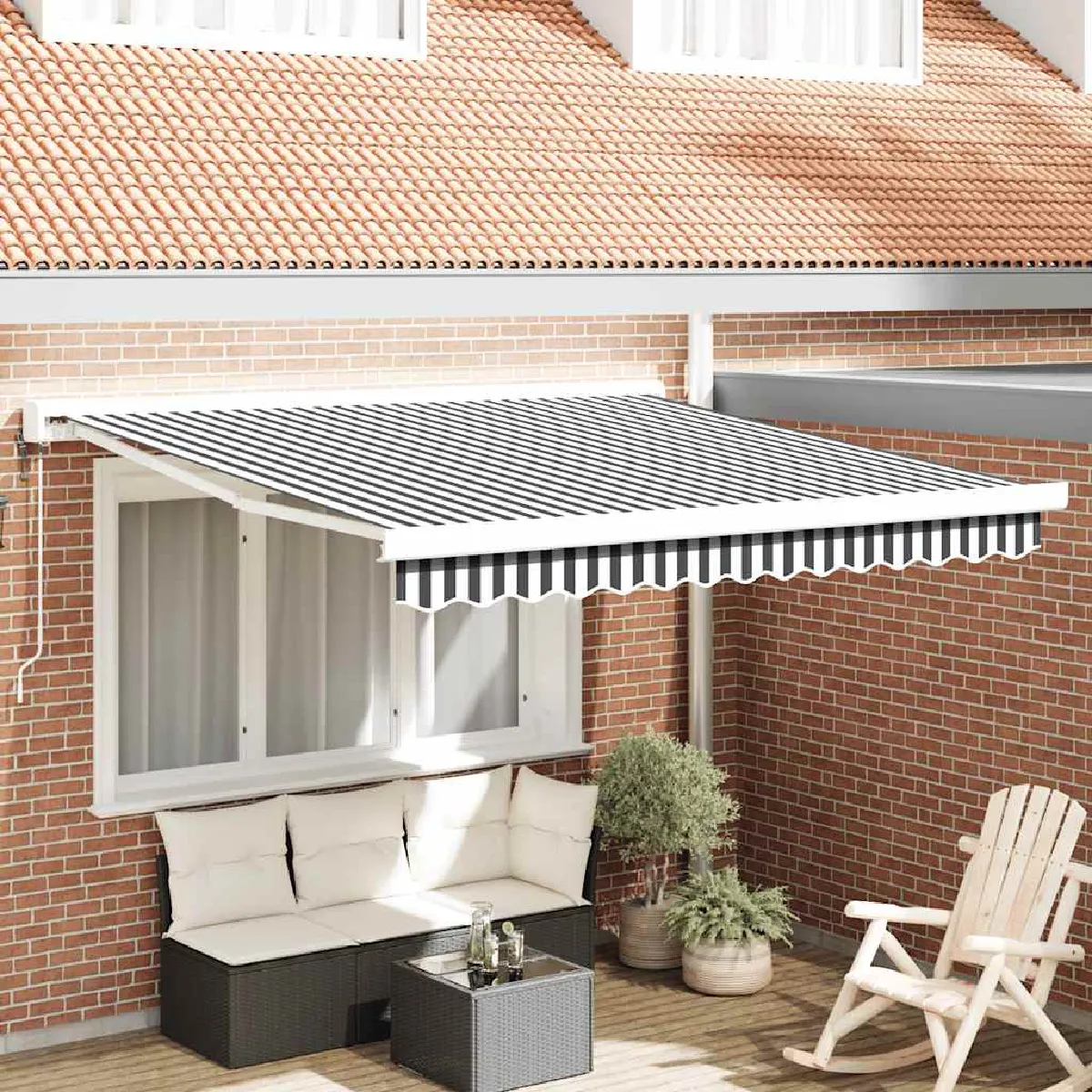 vidaXL Auvent rétractable 3x2 5 tissu et aluminium auvent auvent de porte auvent de jardin store 3216128 - vue 2