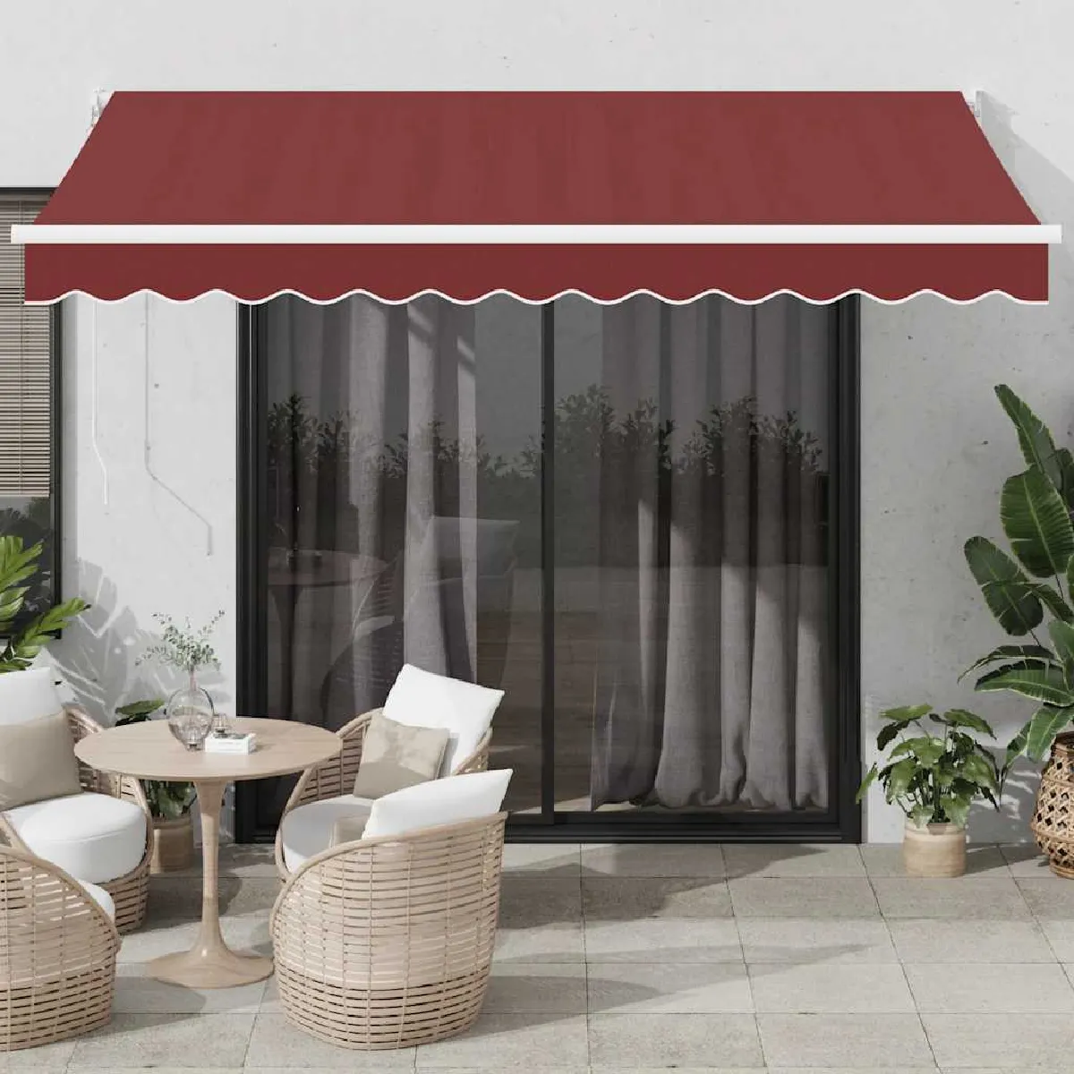 Vidaxl Auvent rétractable automatique bordeaux 350x250 cm Rouge - vue 3