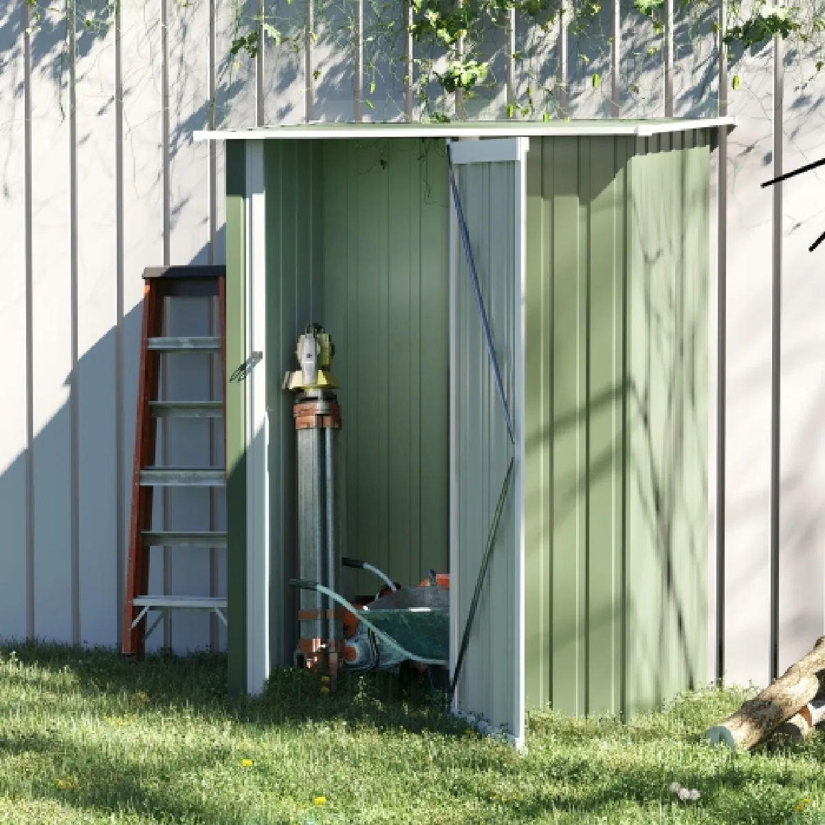 Abri de jardin en acier avec porte 142 x 84 x 189 cm - vue 2