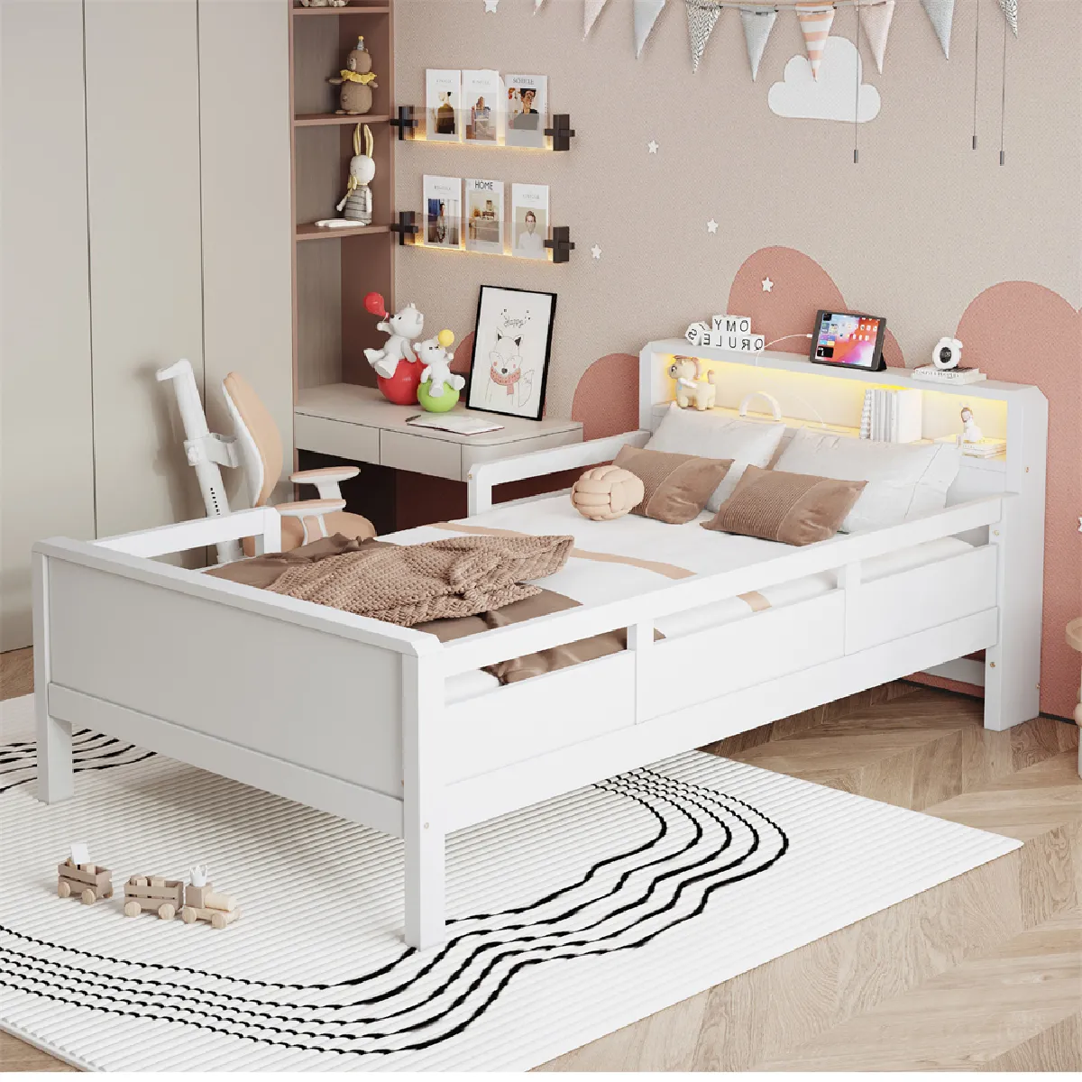 Lit enfant 90x200 cm Bois massif Naturel - vue 2