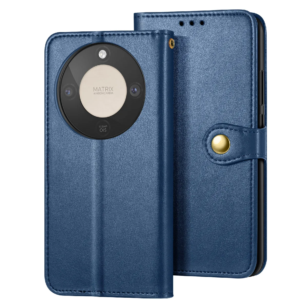 Avizar Bleu Étui Portefeuille Pour Honor Magic 8 Lite Avec Dragonne Et Porte-Cartes
