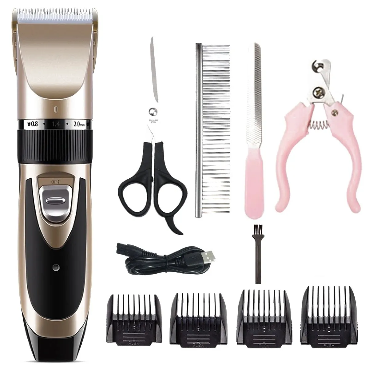 Tondeuse Professionnelle pour Animaux - Kit de Toilettage Rechargeable sans Fil avec Lame