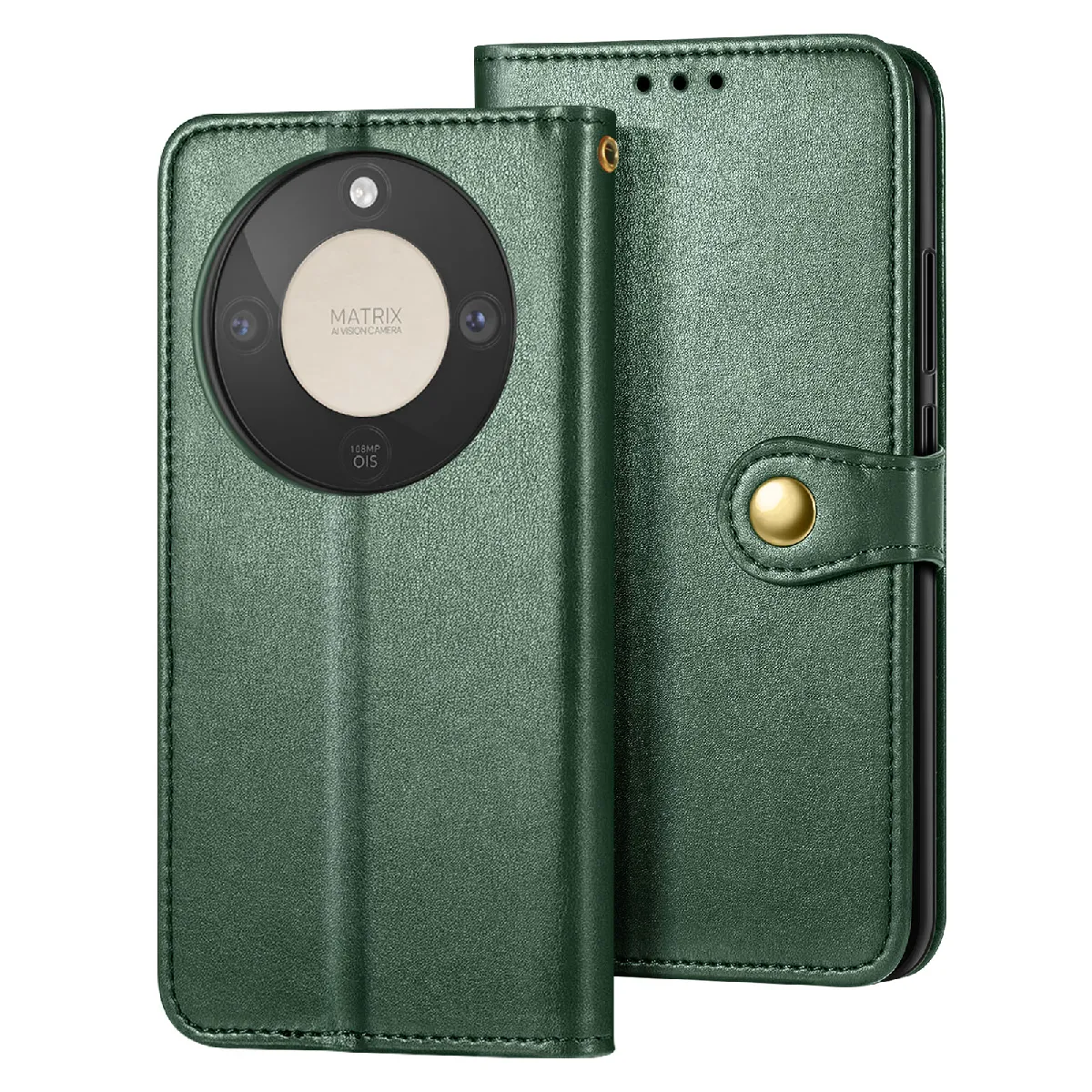 Avizar Vert Étui Portefeuille Pour Honor Magic 8 Lite Avec Dragonne Et Porte-Cartes