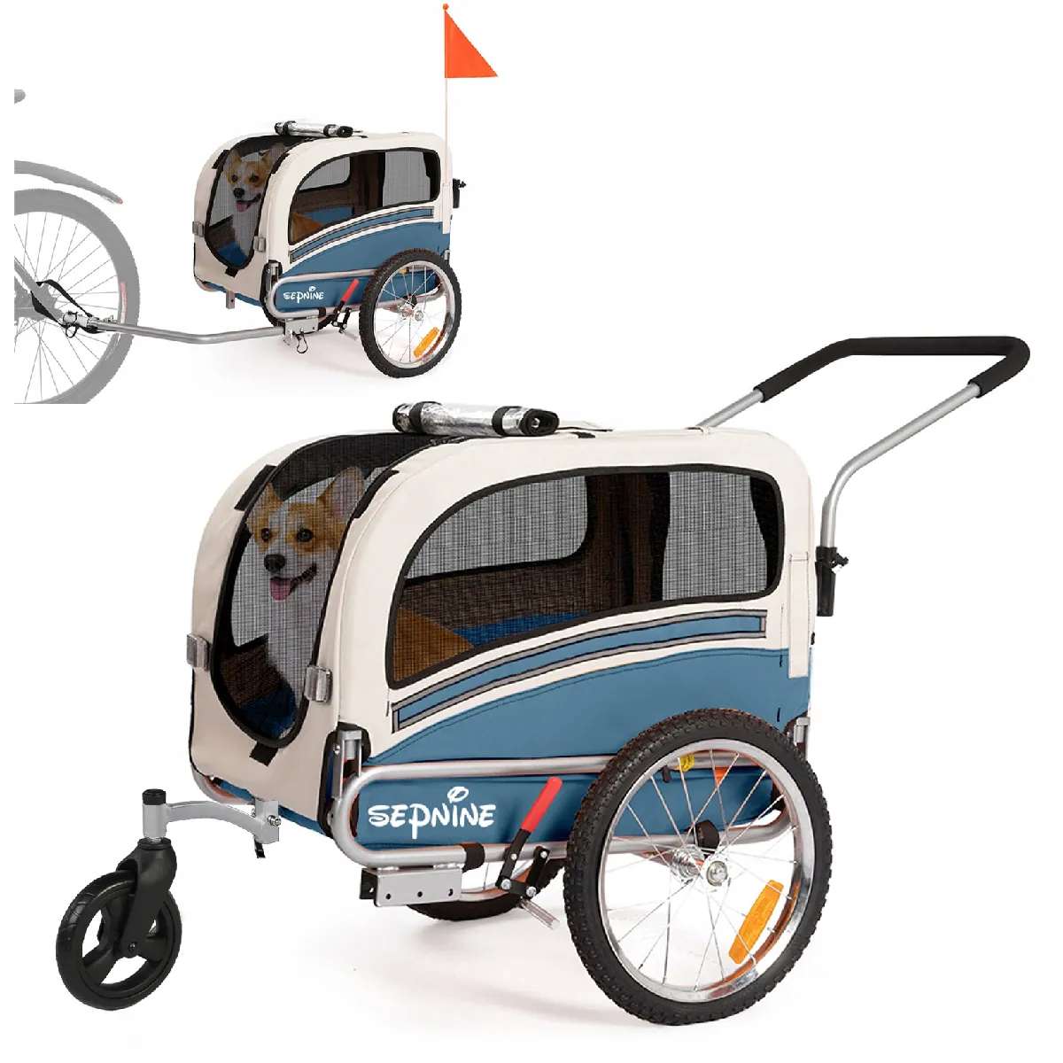 Meilleurs prix pour Remorque Velo 2 en 1 Poussette Animaux Petit Moyen 30kg Pliable Imperméable