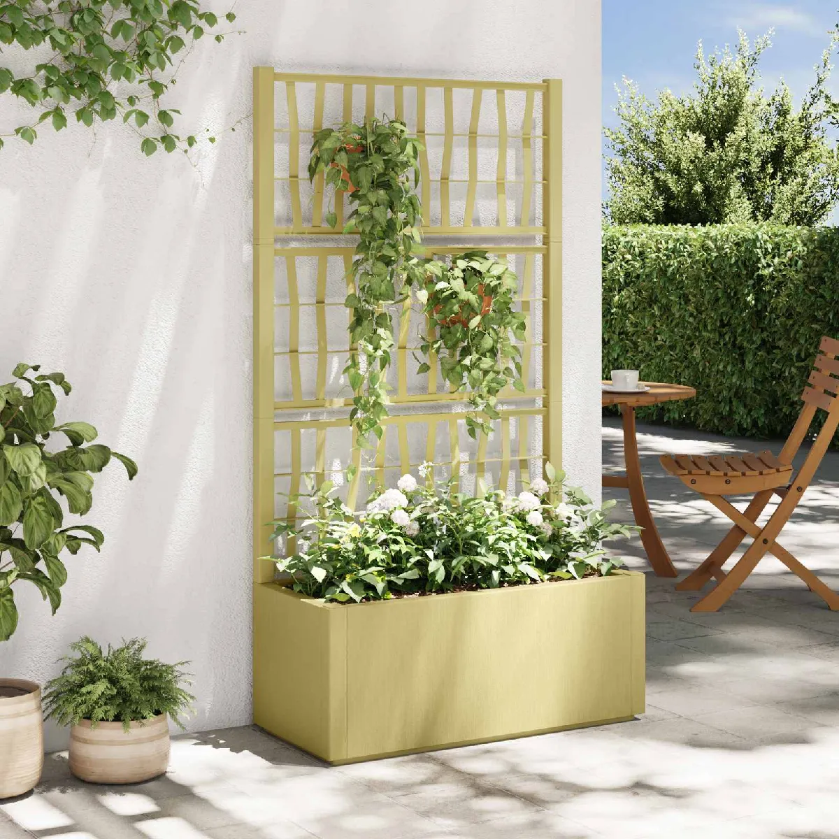 vidaXL Bac à fleurs avec Treillis 80 x 36 x 140 cm PP - vue 2